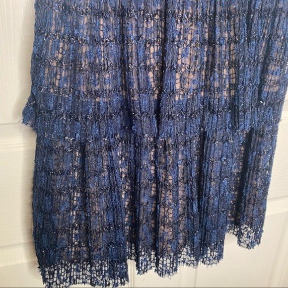 Self-Portrait Navy Metallic Pattern Mini Dress - Picture 6 of 13